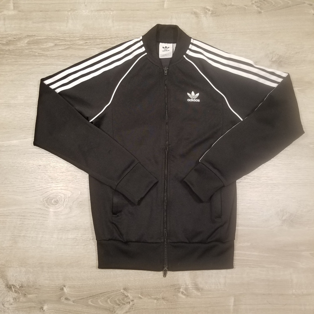 Adidas Mens Track Jacket Small Black Trefoil Firebird Originals SST Retro Zip Up